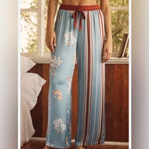 Anthropologie LyreBird Pajama Sleep Bottom Pant Small Stripes and floral